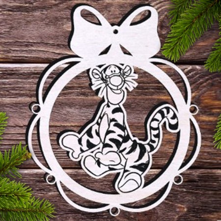 Новогодний шарик Тигр, 9 см, односторонний