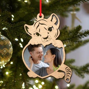 Новогодний шарик Тигр - фоторамка, 9 см