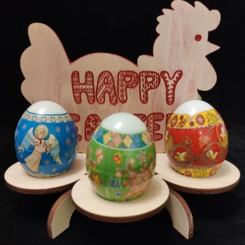 Подставка для пасхальных яиц №6 "Happy Easter", красная, 4 мм