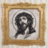 Гравюра на дереве "Иисус Христос", арт.1 в рамке, темный дуб/золото
