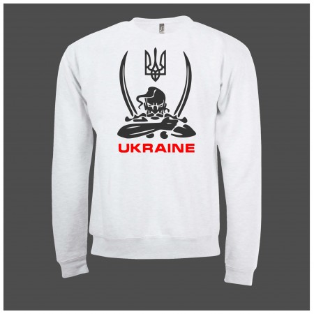 Толстовка с изображением "Козак UKRAINE" белая, унисекс