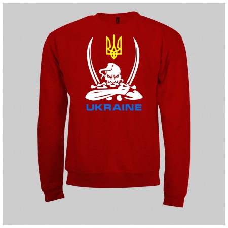 Толстовка с изображением "Козак UKRAINE" красная, унисекс