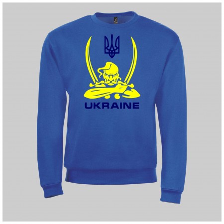 Толстовка с изображением "Козак UKRAINE" синяя, унисекс